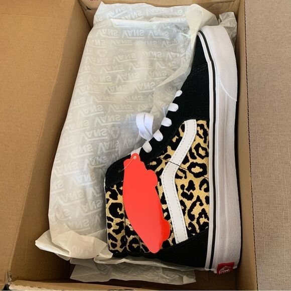 Vans Girls Leopard and Black Print Sneakers Size 5.5 - Picture 4 of 8